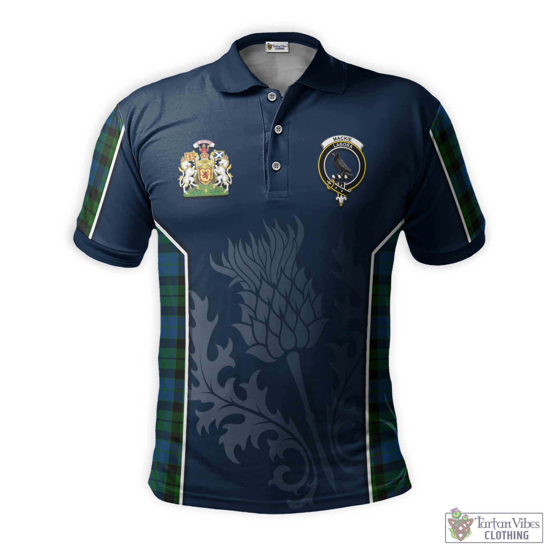 Tartan Vibes Clothing MacKie Tartan Men's Polo Shirt with Family Crest and Scottish Thistle Vibes Sport Style