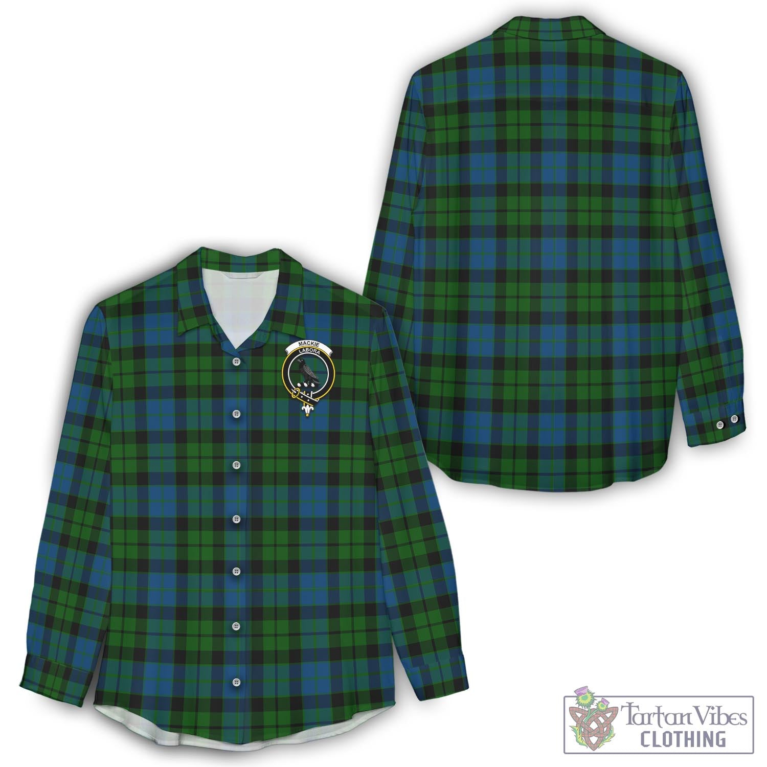 Tartan Vibes Clothing MacKie Tartan Womens Casual Shirt with Family Crest