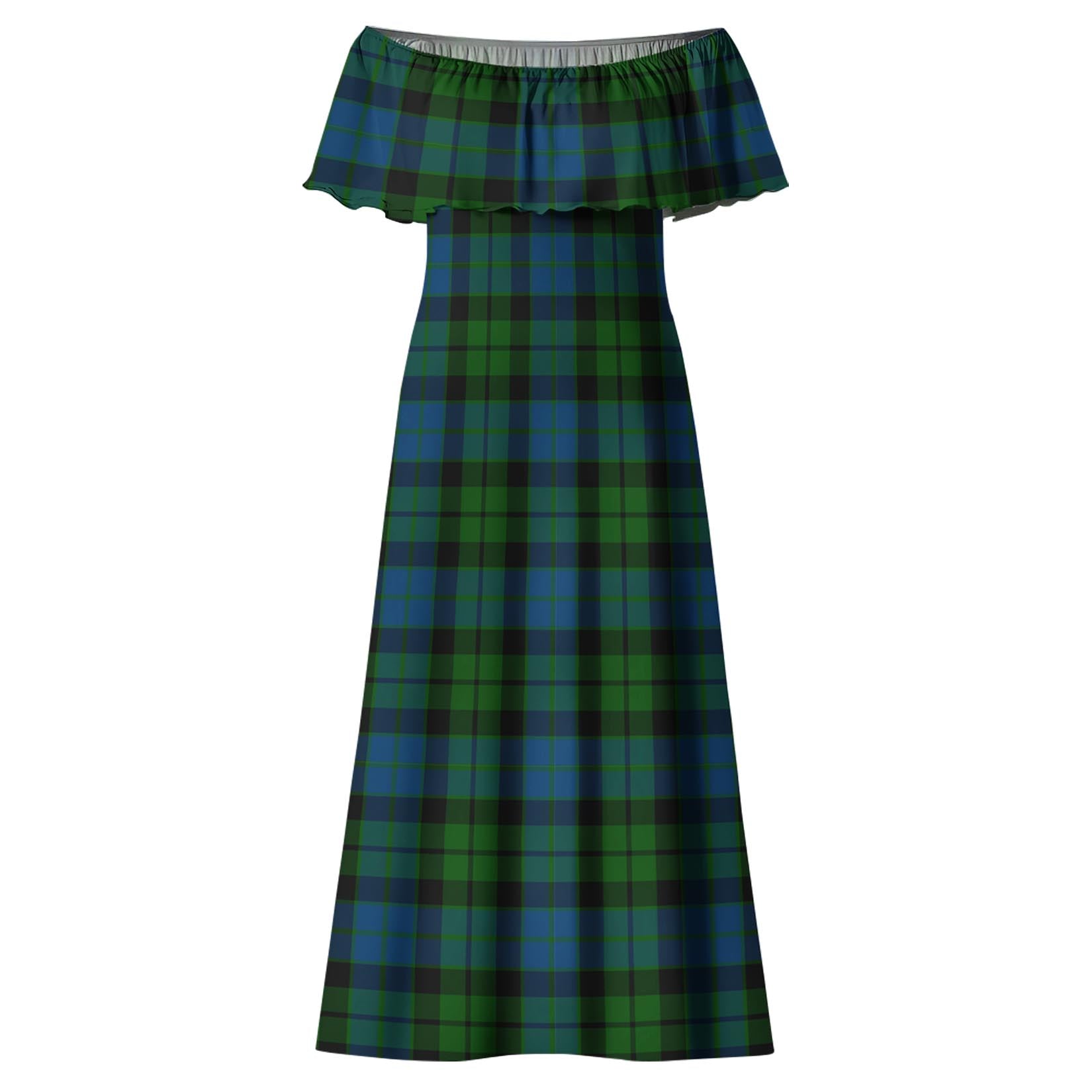 MacKie Tartan Off Shoulder Long Dress - Tartanvibesclothing