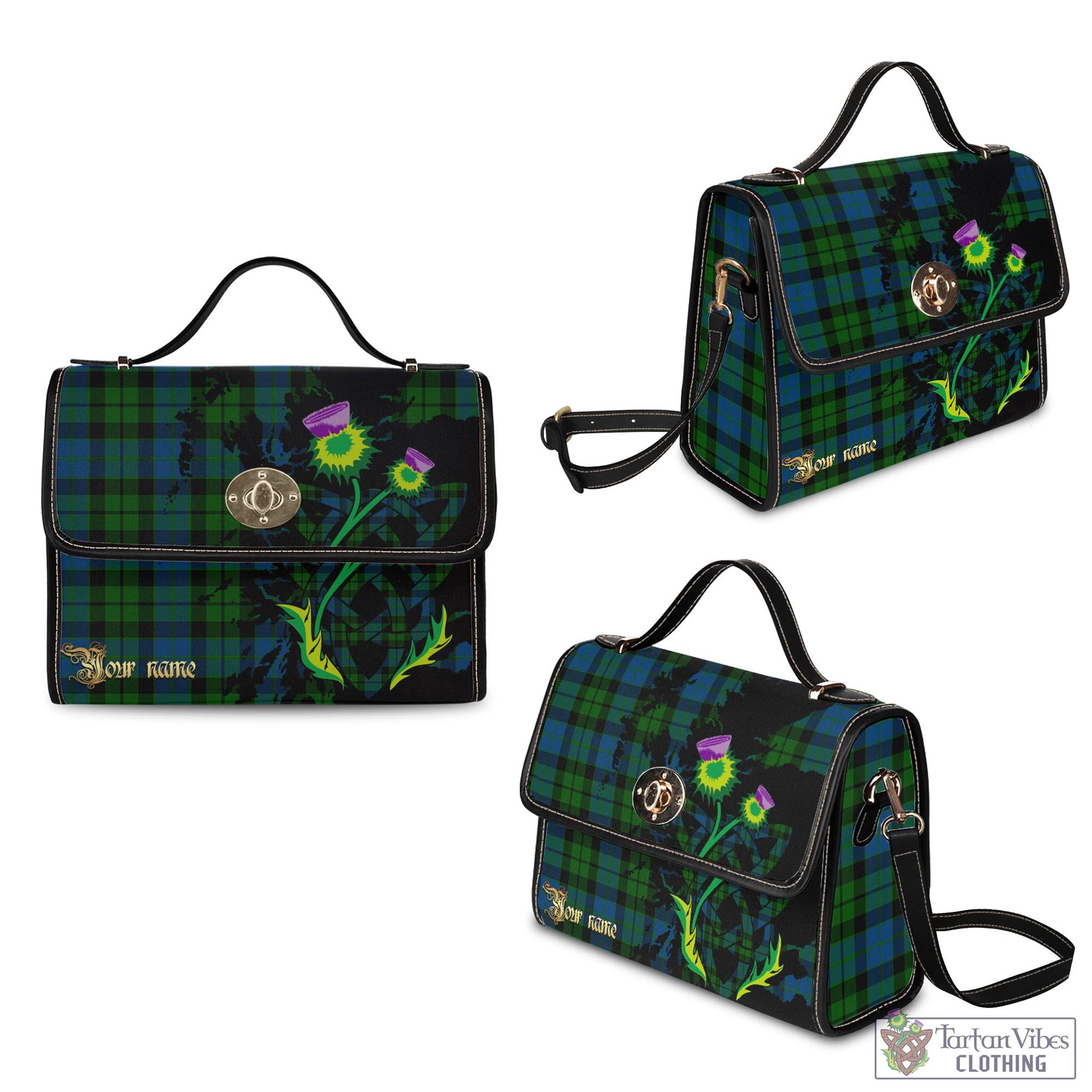 Tartan Vibes Clothing MacKie Tartan Waterproof Canvas Bag with Scotland Map and Thistle Celtic Accents