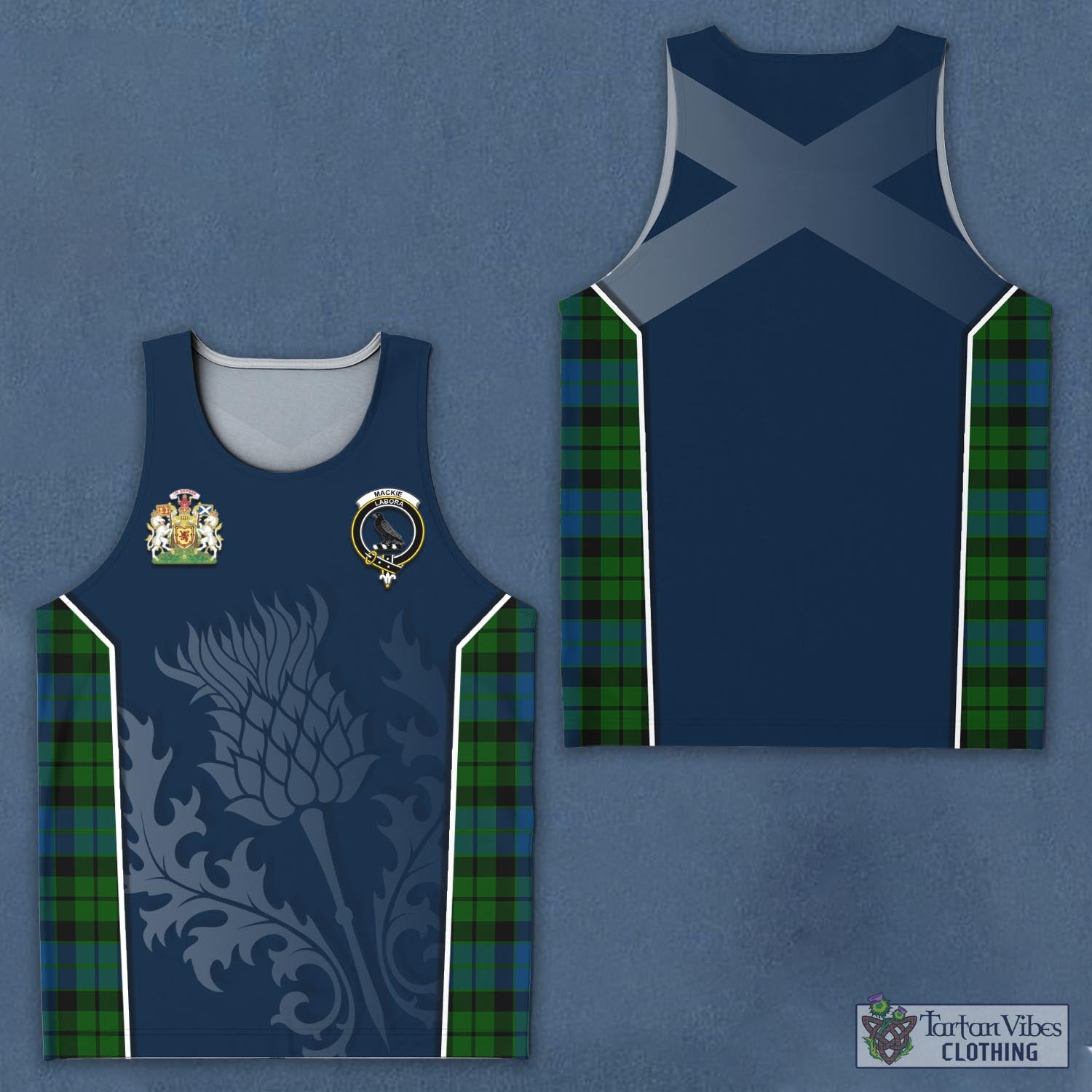 Tartan Vibes Clothing MacKie Tartan Men's Tanks Top with Family Crest and Scottish Thistle Vibes Sport Style