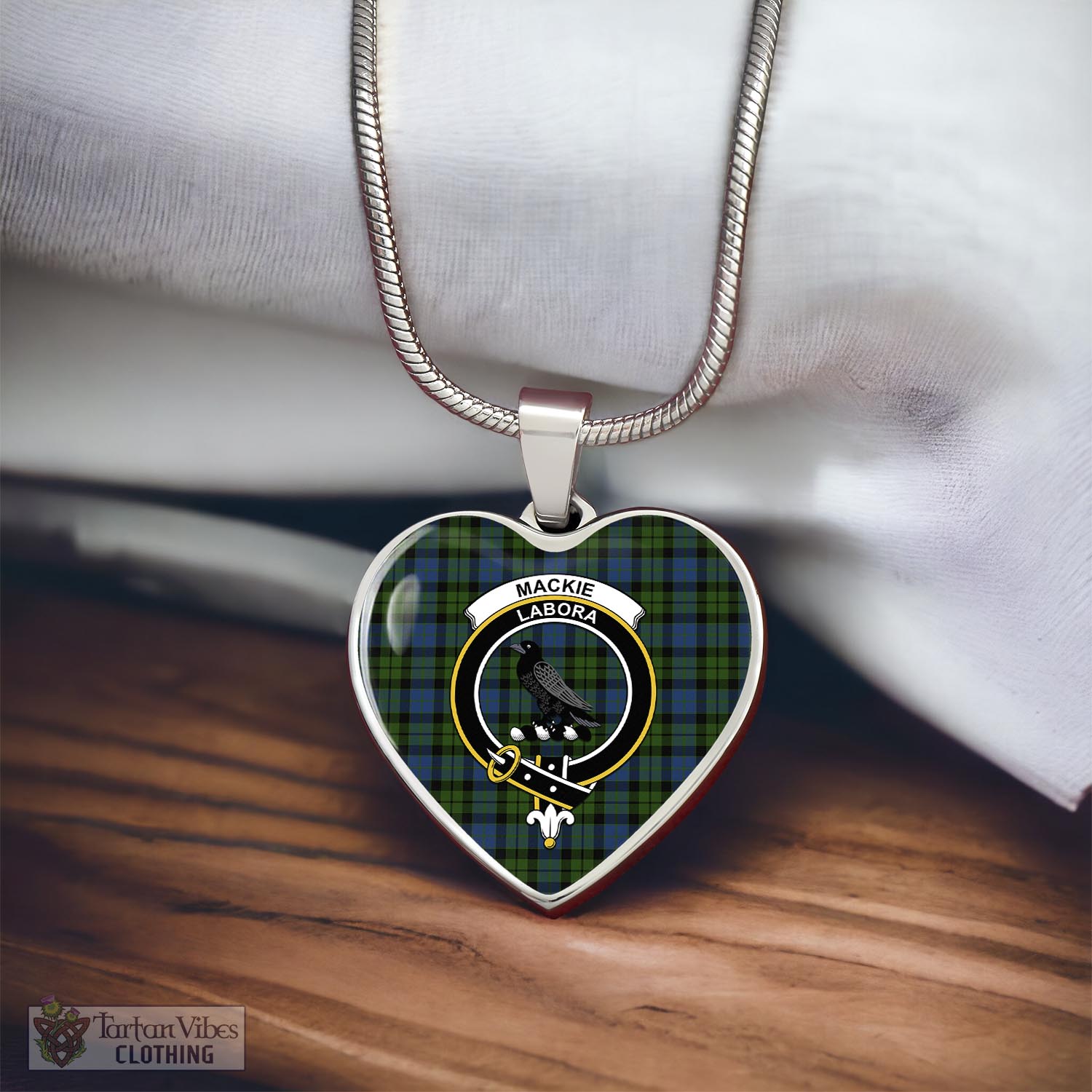 Tartan Vibes Clothing MacKie Tartan Heart Necklace with Family Crest