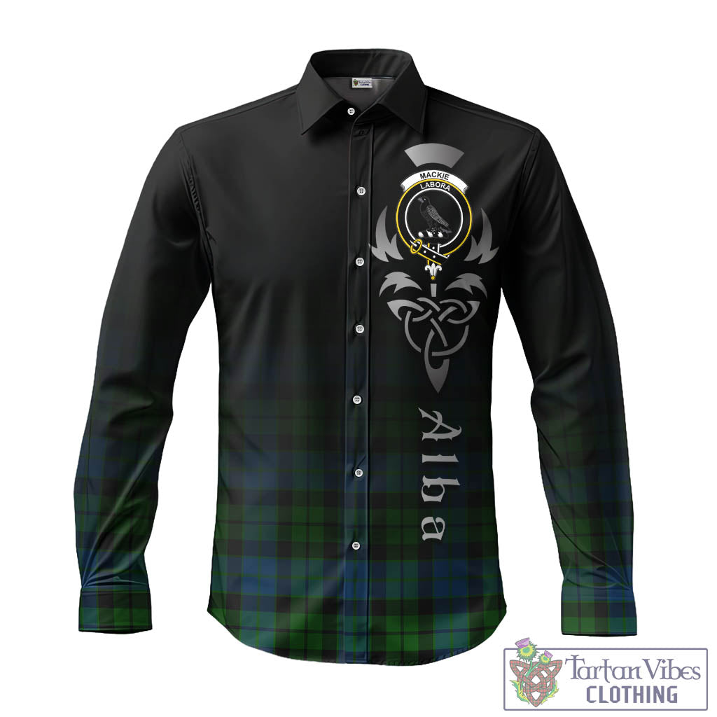 Tartan Vibes Clothing MacKie Tartan Long Sleeve Button Up Featuring Alba Gu Brath Family Crest Celtic Inspired