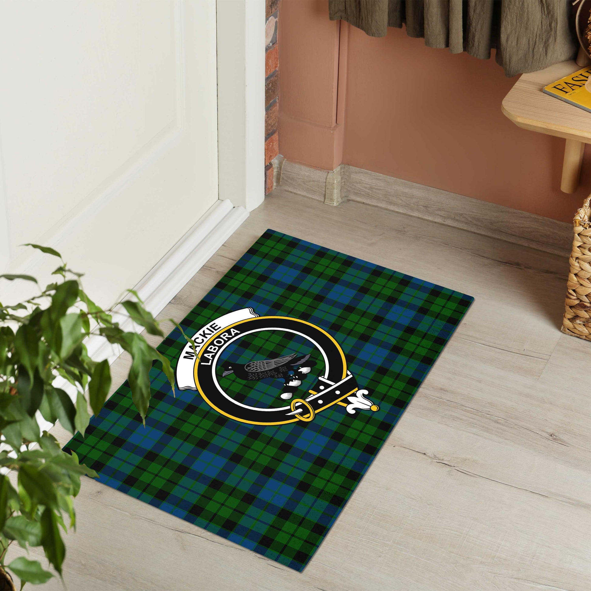 MacKie Tartan Door Mat with Family Crest - Tartanvibesclothing