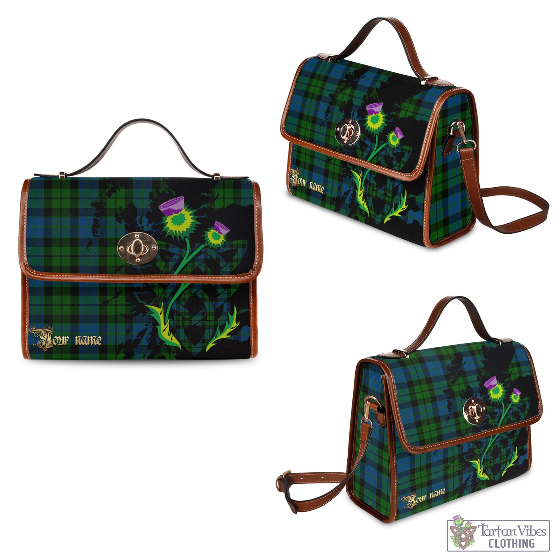 Tartan Vibes Clothing MacKie Tartan Waterproof Canvas Bag with Scotland Map and Thistle Celtic Accents