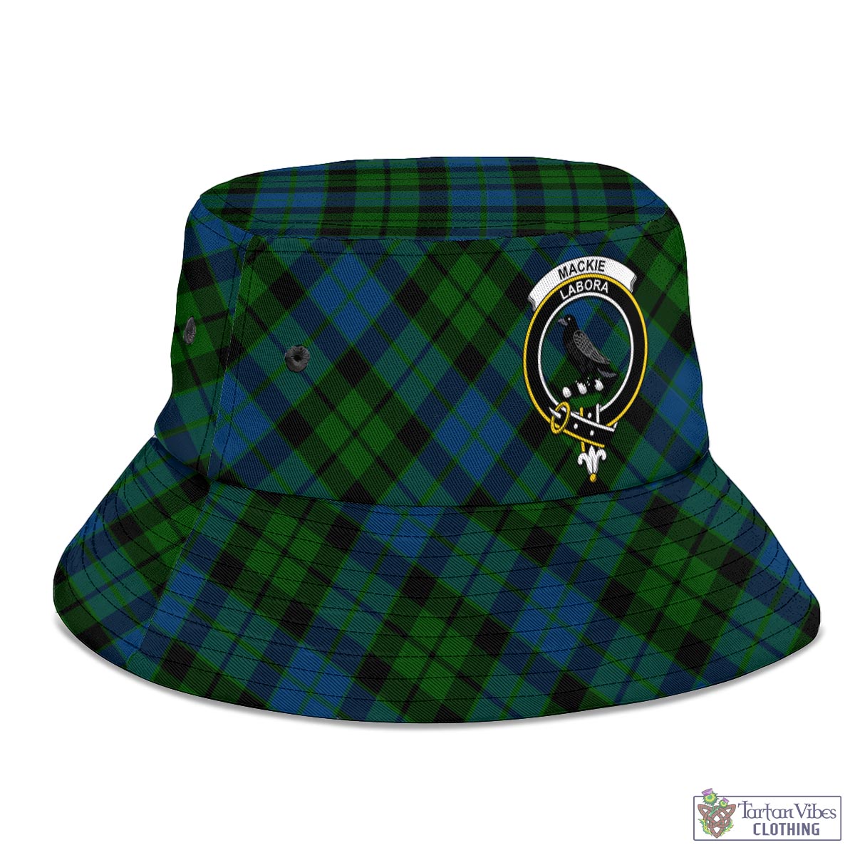 Tartan Vibes Clothing MacKie Tartan Bucket Hat with Family Crest