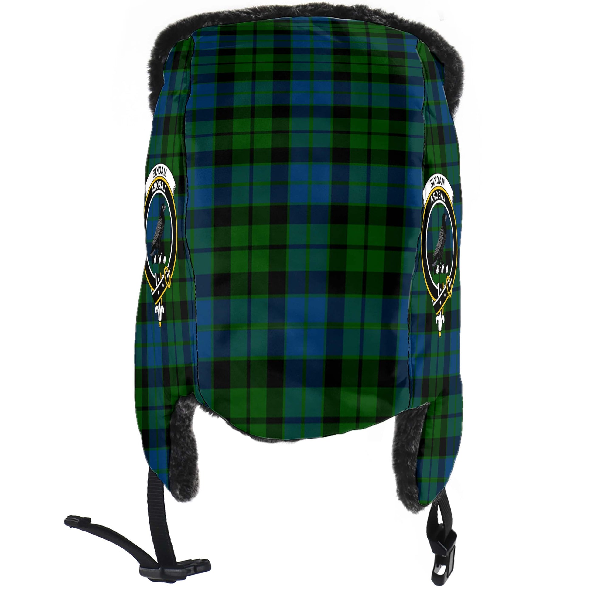 MacKie Tartan Winter Trapper Hat with Family Crest - Tartanvibesclothing