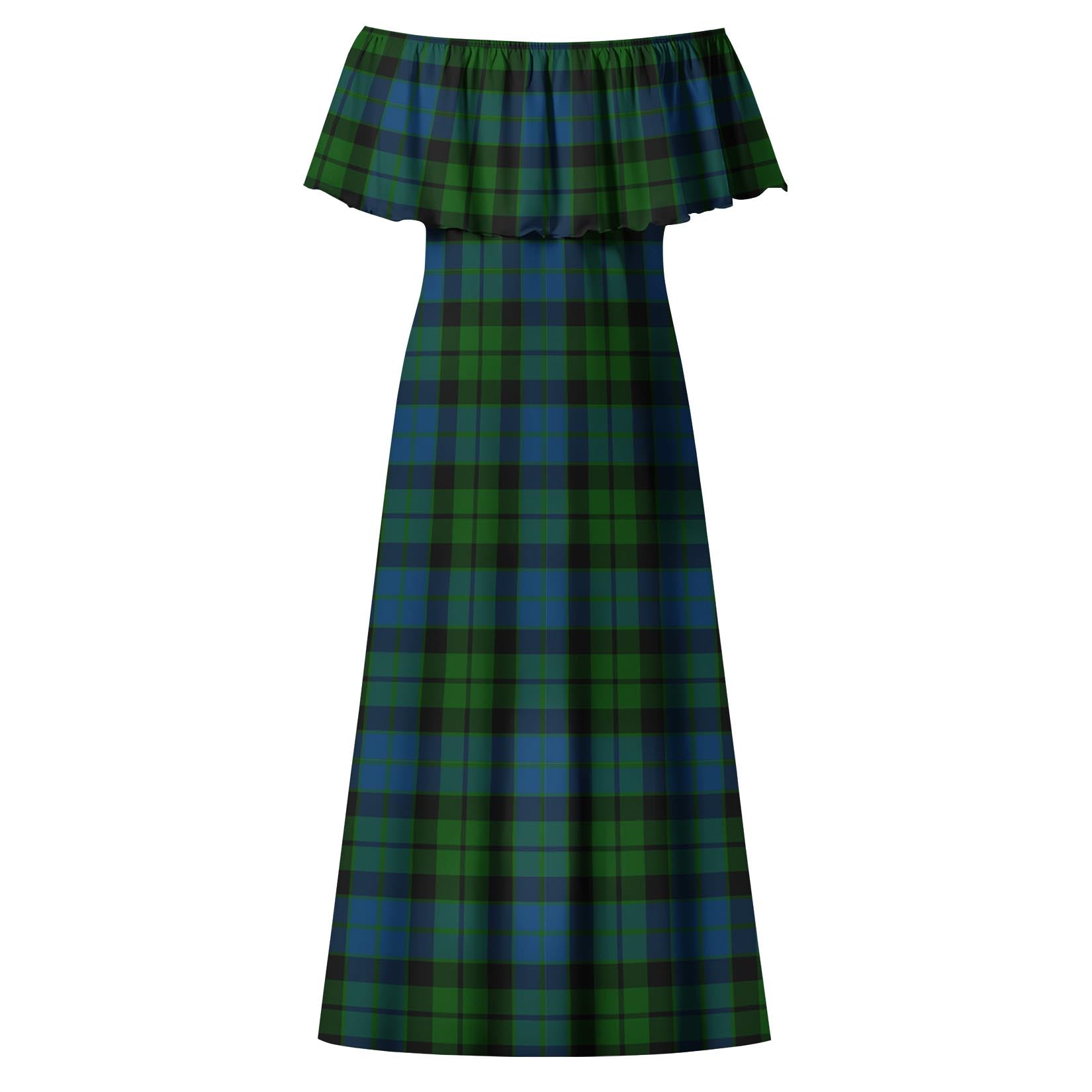 MacKie Tartan Off Shoulder Long Dress - Tartanvibesclothing