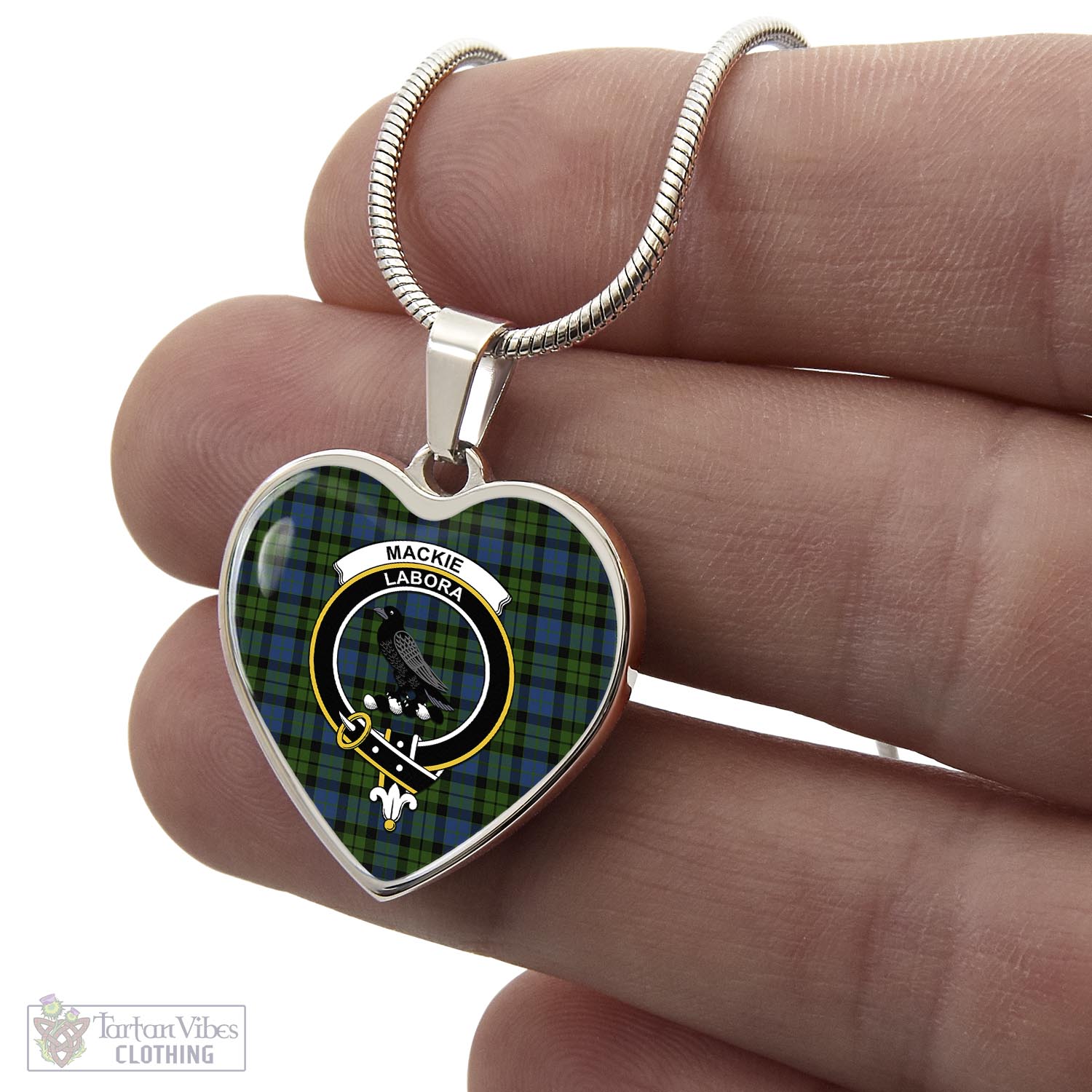 Tartan Vibes Clothing MacKie Tartan Heart Necklace with Family Crest