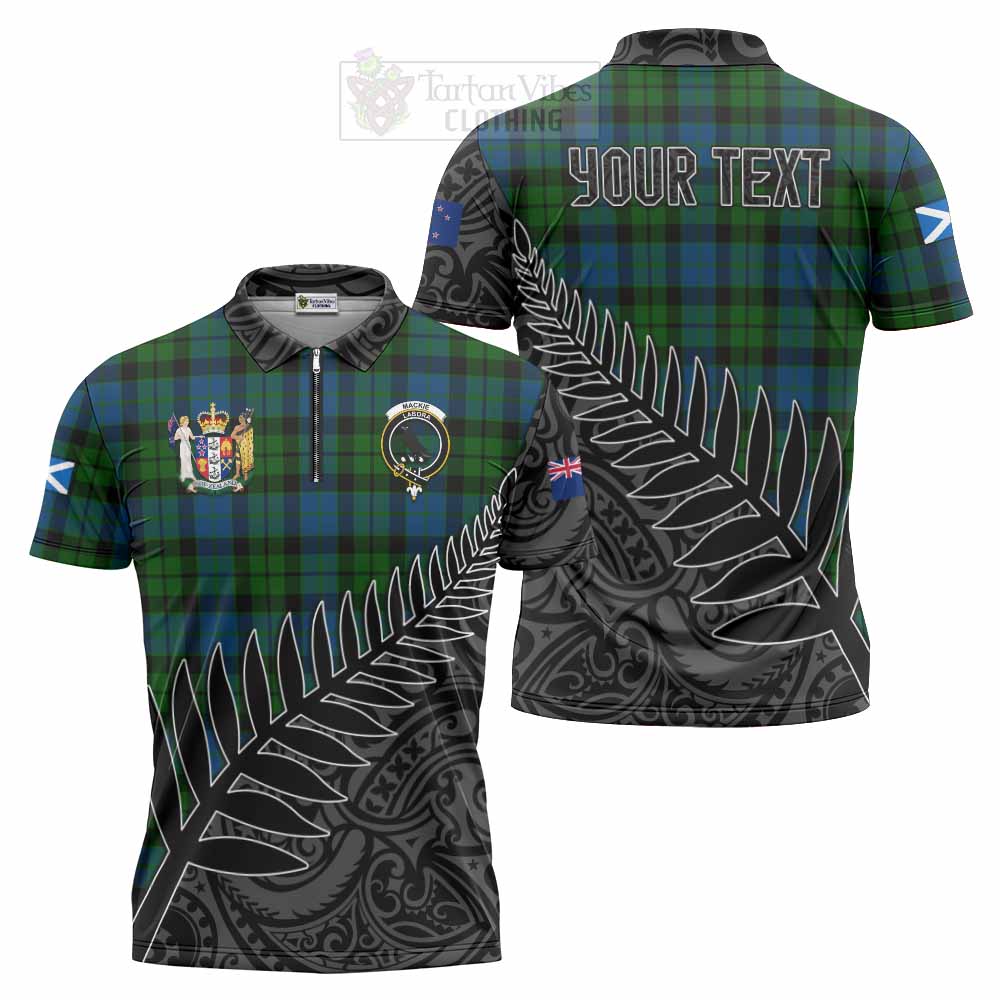 Tartan Vibes Clothing MacKie (McKie) Crest Tartan Zipper Polo Shirt with New Zealand Silver Fern Half Style