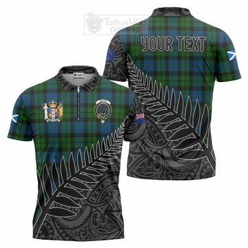 MacKie (McKie) Crest Tartan Zipper Polo Shirt with New Zealand Silver Fern Half Style