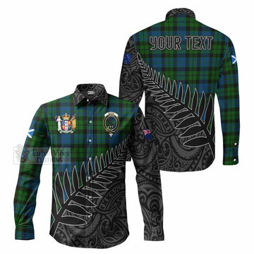 MacKie (McKie) Crest Tartan Long Sleeve Button Shirt with New Zealand Silver Fern Half Style