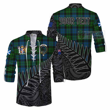 MacKie (McKie) Crest Tartan Ghillie Kilt Shirt with New Zealand Silver Fern Half Style