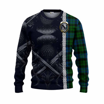 MacKie (McKie) Tartan Knitted Sweater with Family Crest Cross Sword Thistle Celtic Vibes