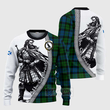 MacKie (McKie) Tartan Clan Crest Knitted Sweater with Highlander Warrior Celtic Style