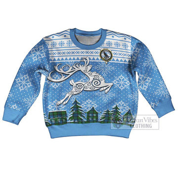 MacKie (McKie) Clan Christmas Kid Ugly Sweater with Tartan and Celtic Reindeer Style