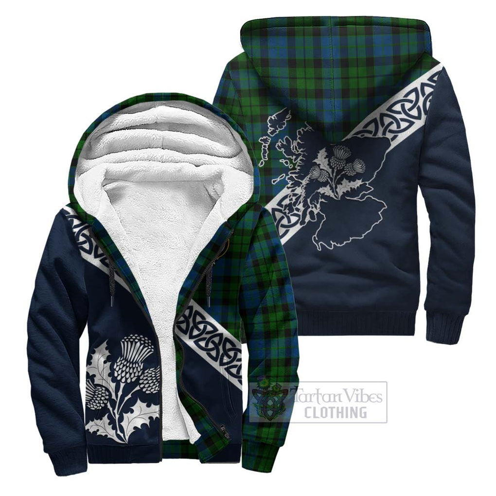 Tartan Vibes Clothing MacKie (McKie) Tartan Sherpa Hoodie Featuring Thistle and Scotland Map