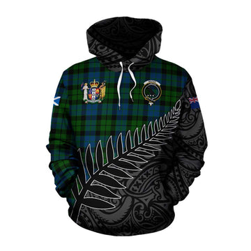 MacKie (McKie) Crest Tartan Cotton Hoodie with New Zealand Silver Fern Half Style