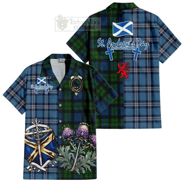 MacKie (McKie) Tartan Short Sleeve Button Shirt Happy St. Andrew's Day Half Tartan Style