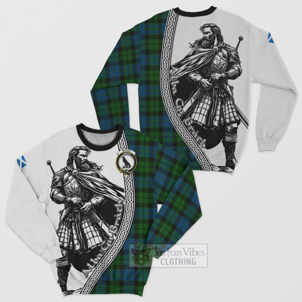 Tartan Vibes Clothing MacKie (McKie) Tartan Clan Crest Sweatshirt with Highlander Warrior Celtic Style