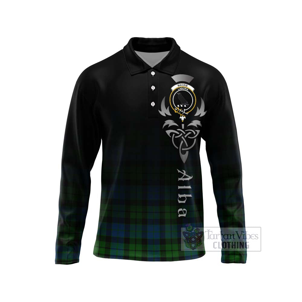 Tartan Vibes Clothing MacKie (McKie) Tartan Long Sleeve Polo Shirt Featuring Alba Gu Brath Family Crest Celtic Inspired