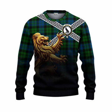 MacKie (McKie) Crest Tartan Knitted Sweater with Golden Lion Emblem Celtic Style Unisex - Tartan Vibes Clothing