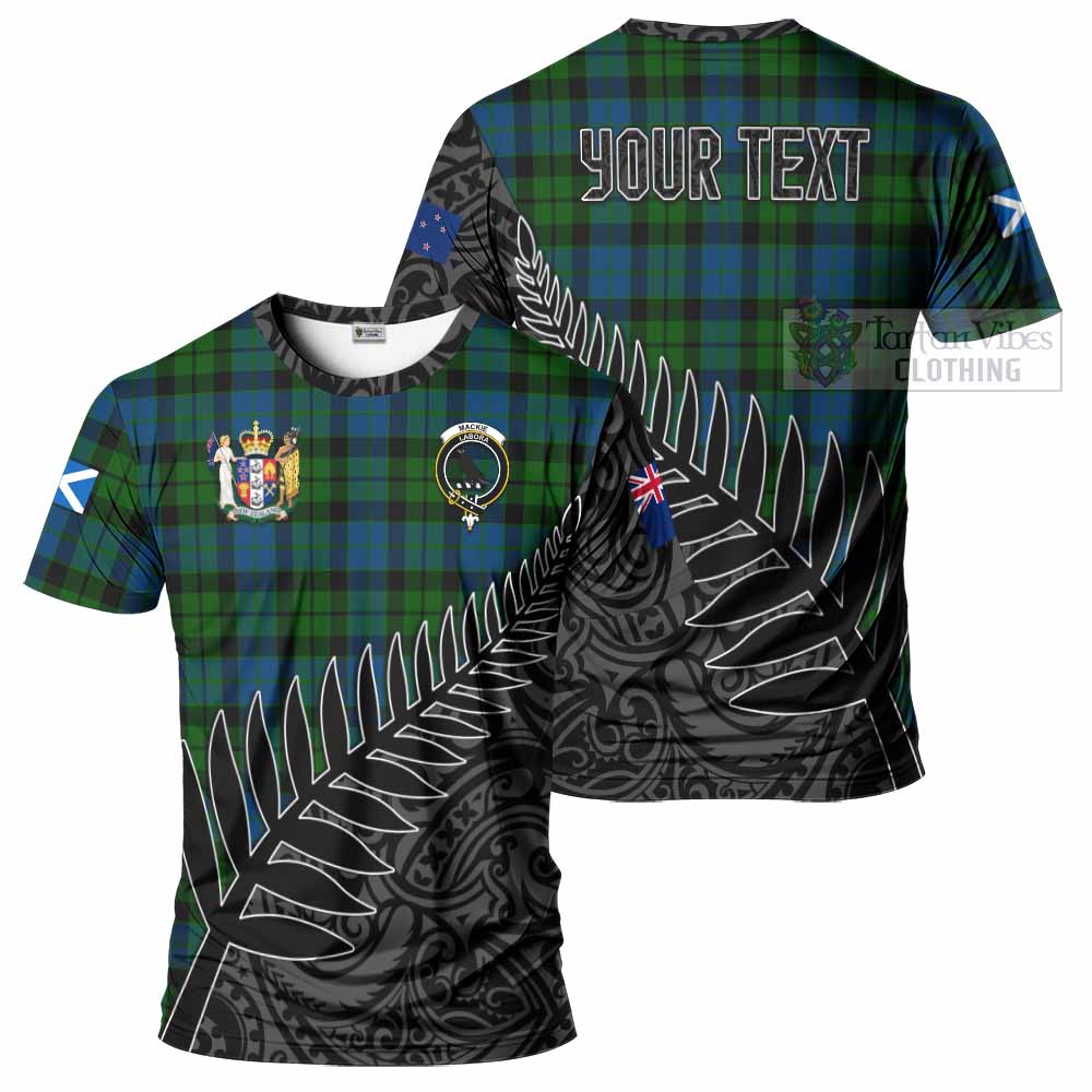 Tartan Vibes Clothing MacKie (McKie) Crest Tartan T-Shirt with New Zealand Silver Fern Half Style