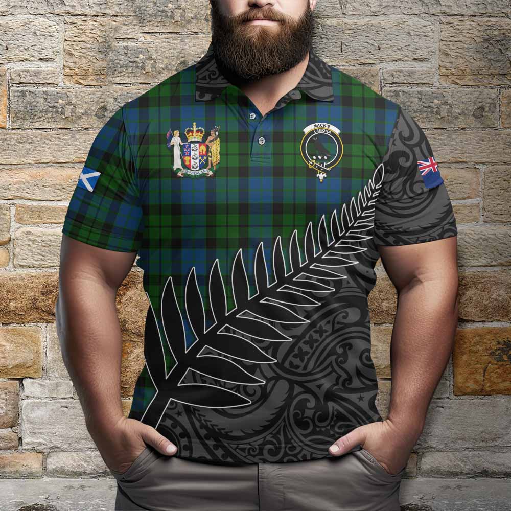 MacKie (McKie) Crest Tartan Polo Shirt with New Zealand Silver Fern Half Style