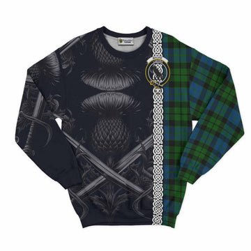 MacKie (McKie) Tartan Sweatshirt with Family Crest Cross Sword Thistle Celtic Vibes