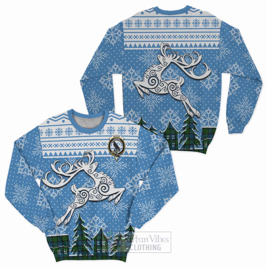 Tartan Vibes Clothing MacKie (McKie) Clan Christmas Sweatshirt Celtic Reindeer Style