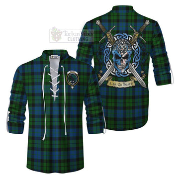 MacKie (McKie) Tartan Ghillie Kilt Shirt with Family Crest Celtic Skull Style