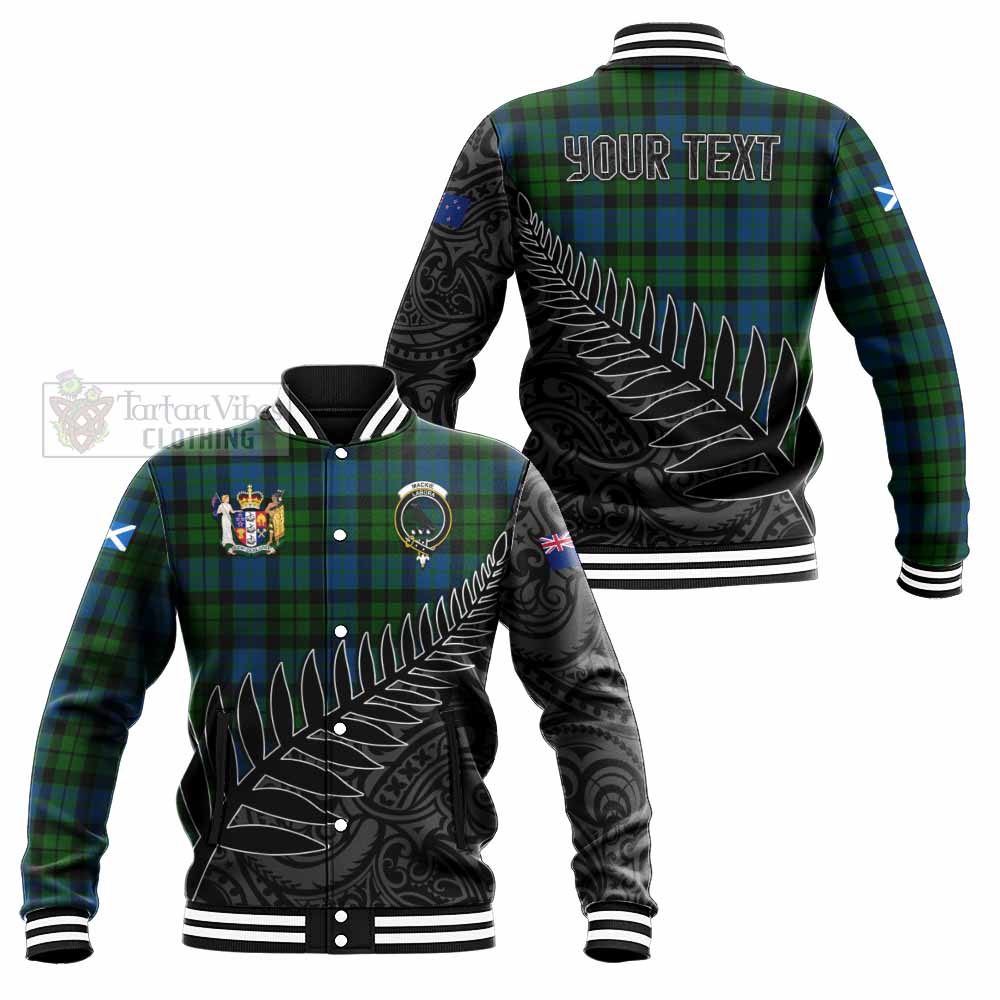 Tartan Vibes Clothing MacKie (McKie) Crest Tartan Baseball Jacket with New Zealand Silver Fern Half Style