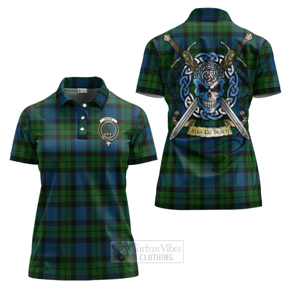 Tartan Vibes Clothing MacKie (McKie) Tartan Women's Polo Shirt with Family Crest Celtic Skull Style