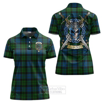 MacKie (McKie) Tartan Women's Polo Shirt with Family Crest Celtic Skull Style