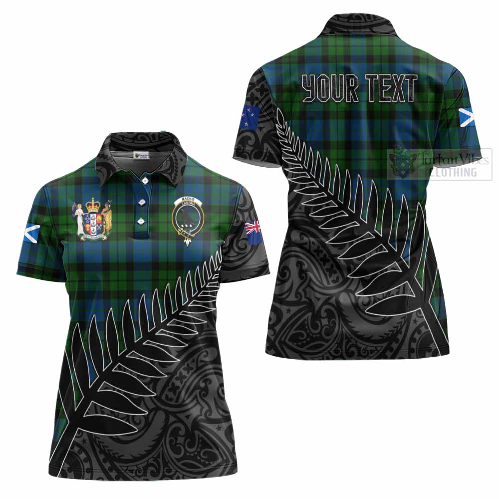 Tartan Vibes Clothing MacKie (McKie) Crest Tartan Women's Polo Shirt with New Zealand Silver Fern Half Style