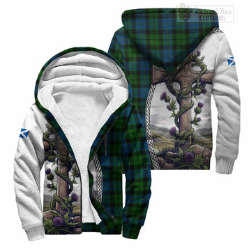 MacKie (McKie) Tartan Sherpa Hoodie with Family Crest and St. Andrew's Cross Accented by Thistle Vines Unisex S - Tartan Vibes Clothing