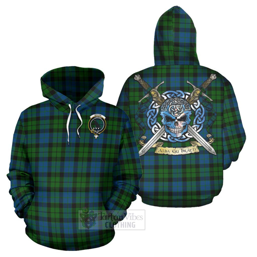 Tartan Vibes Clothing MacKie (McKie) Tartan Hoodie with Family Crest Celtic Skull Style