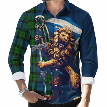 MacKie (McKie) Tartan Family Crest Long Sleeve Button Shirt with Scottish Majestic Lion