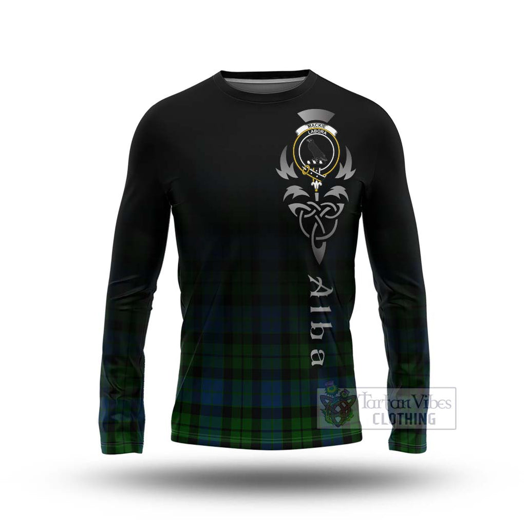 Tartan Vibes Clothing MacKie (McKie) Tartan Long Sleeve T-Shirt Featuring Alba Gu Brath Family Crest Celtic Inspired