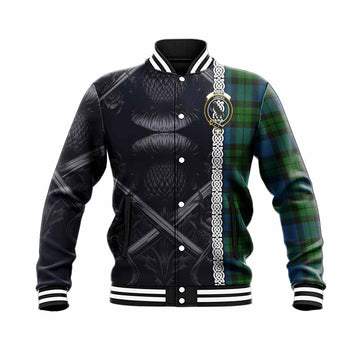 MacKie (McKie) Tartan Baseball Jacket with Family Crest Cross Sword Thistle Celtic Vibes