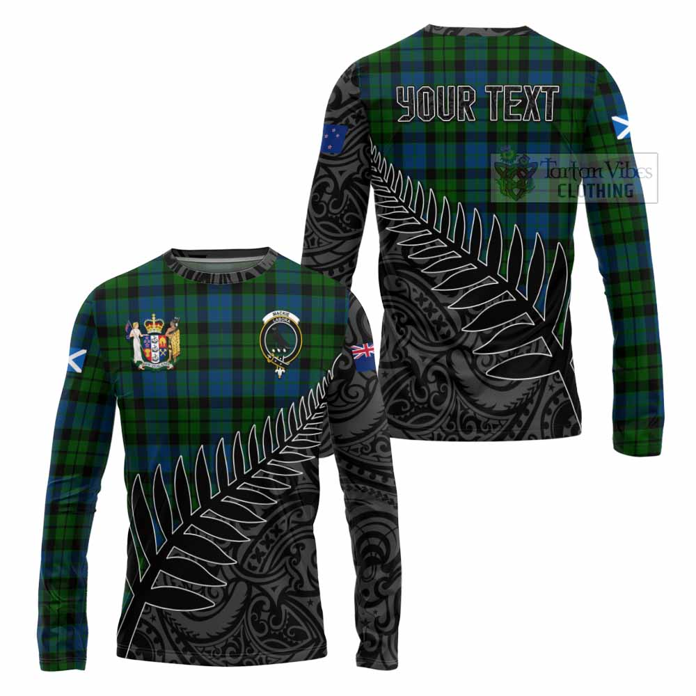 Tartan Vibes Clothing MacKie (McKie) Crest Tartan Long Sleeve T-Shirt with New Zealand Silver Fern Half Style