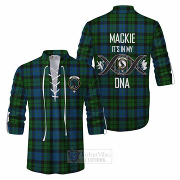 MacKie (McKie) Tartan Ghillie Kilt Shirt with Family Crest DNA In Me Style