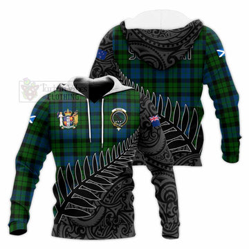 MacKie (McKie) Crest Tartan Knitted Hoodie with New Zealand Silver Fern Half Style