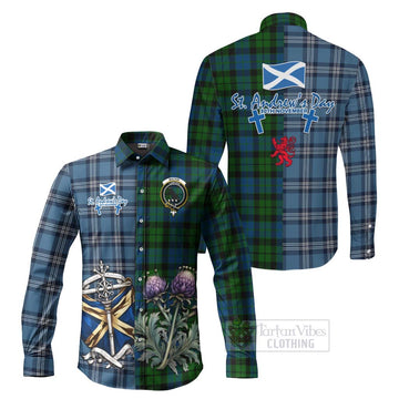 MacKie (McKie) Tartan Long Sleeve Button Shirt Happy St. Andrew's Day Half Tartan Style