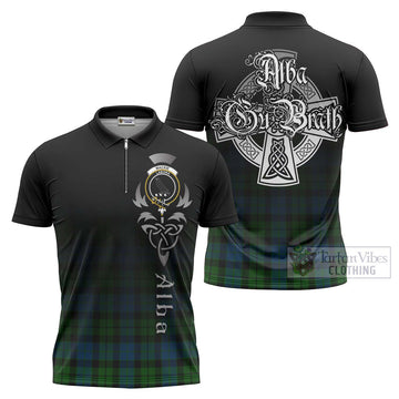 MacKie (McKie) Tartan Zipper Polo Shirt Featuring Alba Gu Brath Family Crest Celtic Inspired