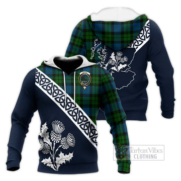 MacKie (McKie) Tartan Knitted Hoodie Featuring Thistle and Scotland Map