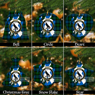 MacKie (McKie) Tartan Christmas Ornament with Family Crest and Scotland Map