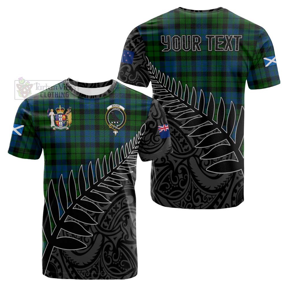 Tartan Vibes Clothing MacKie (McKie) Crest Tartan Cotton T-shirt with New Zealand Silver Fern Half Style