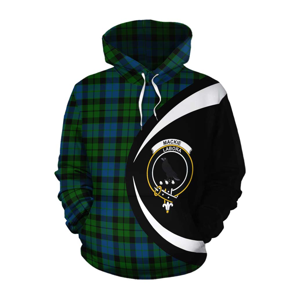 Tartan Vibes Clothing MacKie (McKie) Tartan Cotton Hoodie with Family Crest Circle Style