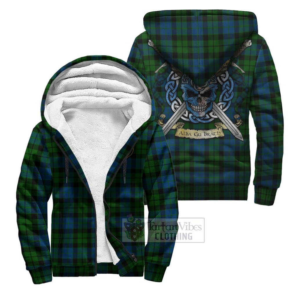 Tartan Vibes Clothing MacKie (McKie) Tartan Sherpa Hoodie with Family Crest Celtic Skull Style